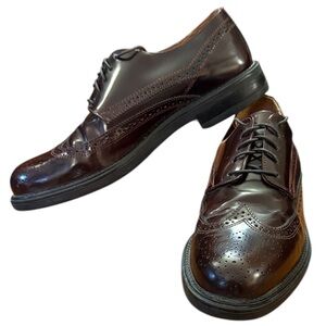 Bostonian Strada Wingtip Lace-Up Dress Shoes Burgundy Leather Upper Italy 9.5M